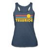 Telluride, Colorado Tank Top - Retro Sun Women’s Telluride Tri-Blend Racerback Tank - heather navy