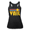Vail, Colorado Tank Top - Retro Sun Women’s Vail Tri-Blend Racerback Tank - heather black