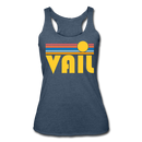 Vail, Colorado Tank Top - Retro Sun Women’s Vail Tri-Blend Racerback Tank - heather navy