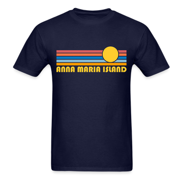 Anna Maria Island, Florida Basic T-Shirt - Unisex Anna Maria Island T Shirt Retro Sun - navy