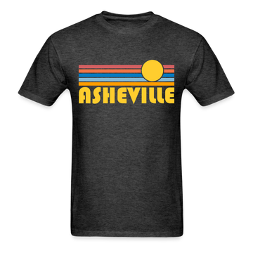Asheville, North Carolina Basic T-Shirt - Unisex Asheville T Shirt Retro Sun - heather black