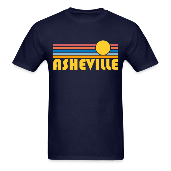 Asheville, North Carolina Basic T-Shirt - Unisex Asheville T Shirt Retro Sun - navy
