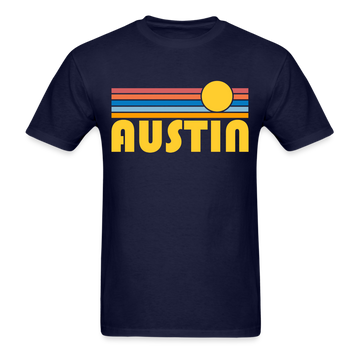Austin, Texas Basic T-Shirt - Unisex Austin T Shirt Retro Sun - navy