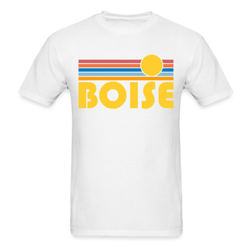 Boise, Idaho Basic T-Shirt - Unisex Boise T Shirt Retro Sun - white