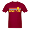 Boulder, Colorado Basic T-Shirt - Unisex Boulder T Shirt Retro Sun - dark red