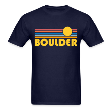 Boulder, Colorado Basic T-Shirt - Unisex Boulder T Shirt Retro Sun - navy