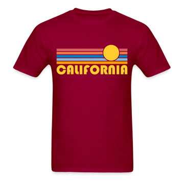 California Basic T-Shirt - Unisex California T Shirt Retro Sun - dark red
