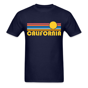 California Basic T-Shirt - Unisex California T Shirt Retro Sun - navy