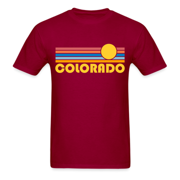 Colorado Basic T-Shirt - Unisex Colorado T Shirt Retro Sun - dark red