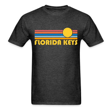 Florida Keys, Florida Basic T-Shirt - Unisex Florida Keys T Shirt Retro Sun - heather black