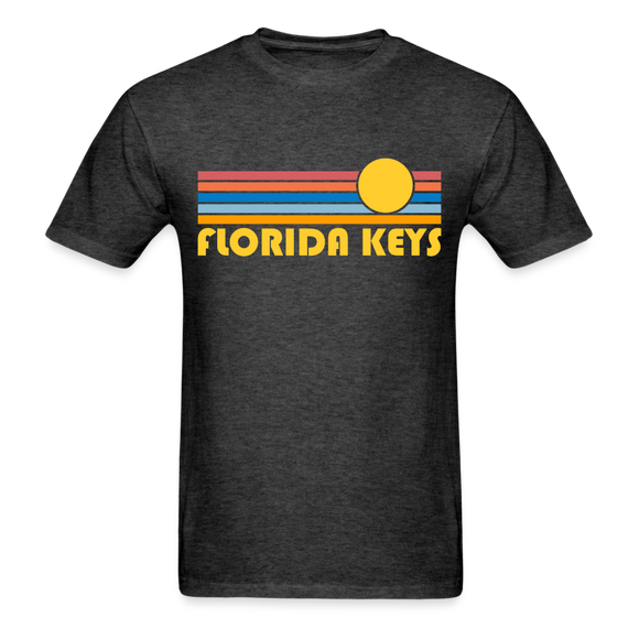 Florida Keys, Florida Basic T-Shirt - Unisex Florida Keys T Shirt Retro Sun - heather black