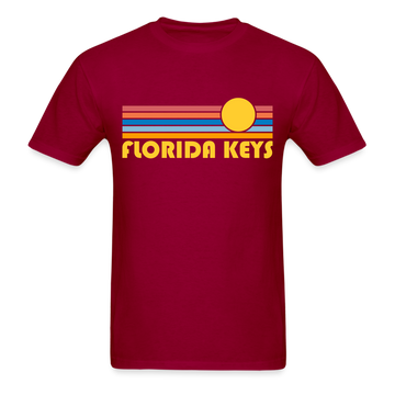 Florida Keys, Florida Basic T-Shirt - Unisex Florida Keys T Shirt Retro Sun - dark red