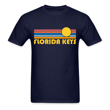 Florida Keys, Florida Basic T-Shirt - Unisex Florida Keys T Shirt Retro Sun - navy
