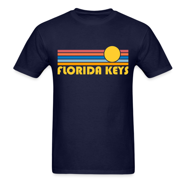 Florida Keys, Florida Basic T-Shirt - Unisex Florida Keys T Shirt Retro Sun - navy
