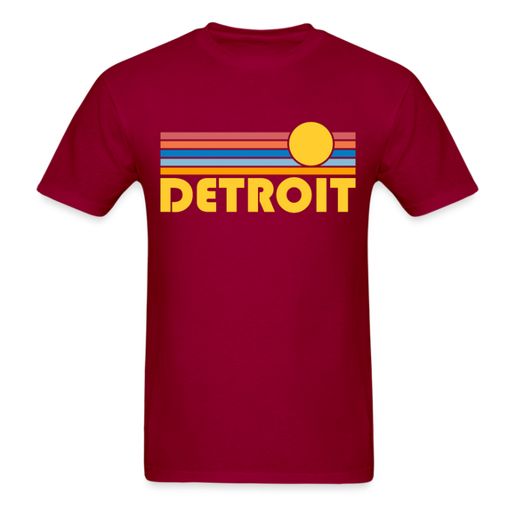 Detroit, Michigan Basic T-Shirt - Unisex Detroit T Shirt Retro Sun - dark red