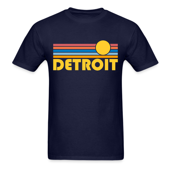 Detroit, Michigan Basic T-Shirt - Unisex Detroit T Shirt Retro Sun - navy