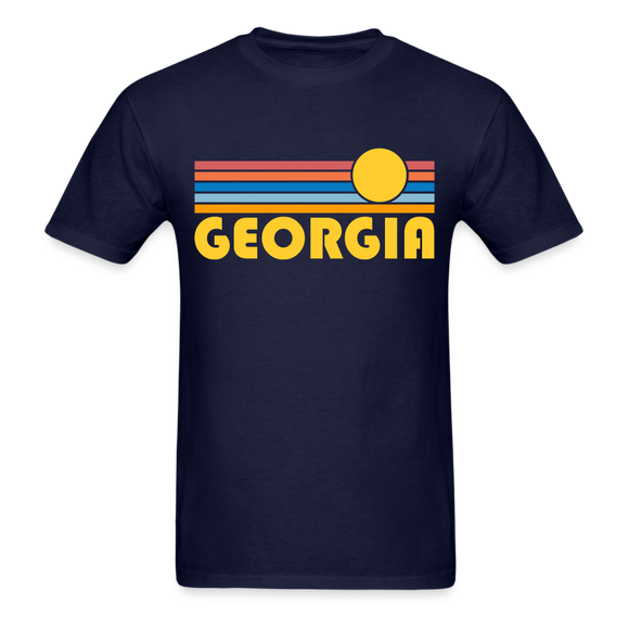 Georgia Basic T-Shirt - Unisex Georgia T Shirt Retro Sun - navy