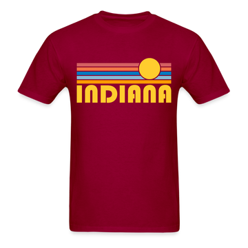 Indiana Basic T-Shirt - Unisex Indiana T Shirt Retro Sun - dark red