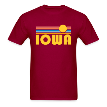 Iowa Basic T-Shirt - Unisex Iowa T Shirt Retro Sun - dark red