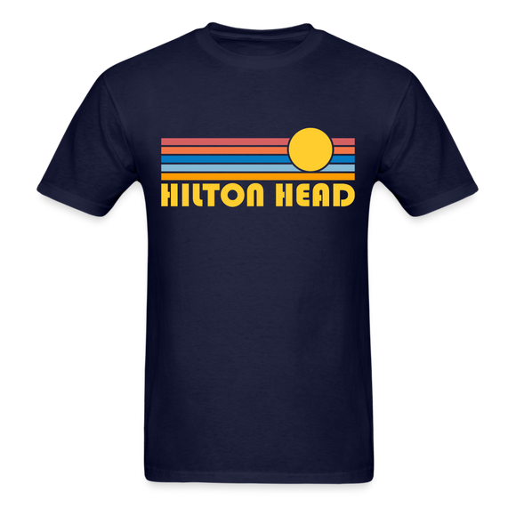 Hilton Head, South Carolina Basic T-Shirt - Unisex Hilton Head T Shirt Retro Sun - navy