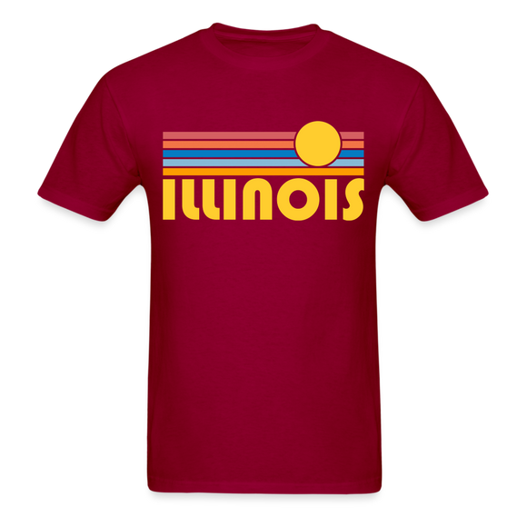 Illinois Basic T-Shirt - Unisex Illinois T Shirt Retro Sun - dark red