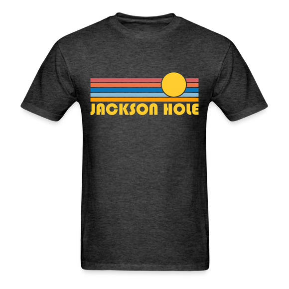 Jackson Hole, Wyoming Basic T-Shirt - Unisex Jackson Hole T Shirt Retro Sun - heather black