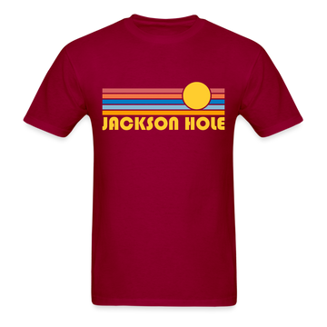Jackson Hole, Wyoming Basic T-Shirt - Unisex Jackson Hole T Shirt Retro Sun - dark red