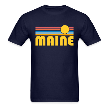 Maine Basic T-Shirt - Unisex Maine T Shirt Retro Sun - navy
