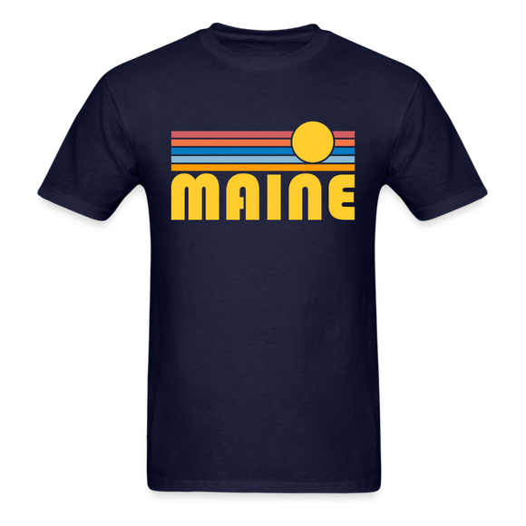 Maine Basic T-Shirt - Unisex Maine T Shirt Retro Sun - navy