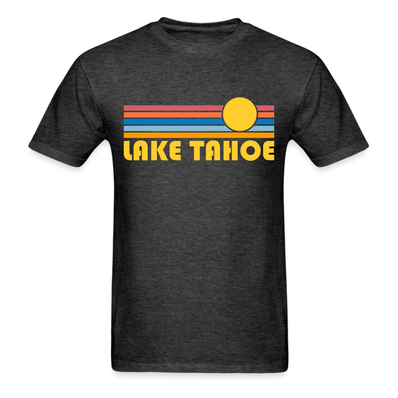 Lake Tahoe, California Basic T-Shirt - Unisex Lake Tahoe T Shirt Retro Sun - heather black