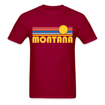 Montana Basic T-Shirt - Unisex Montana T Shirt Retro Sun - dark red