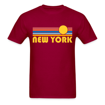 New York, New York Basic T-Shirt - Unisex New York T Shirt Retro Sun - dark red