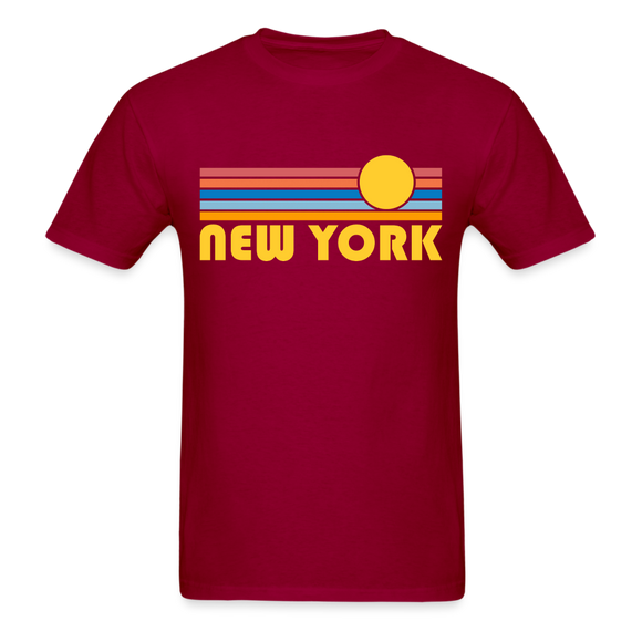 New York, New York Basic T-Shirt - Unisex New York T Shirt Retro Sun - dark red