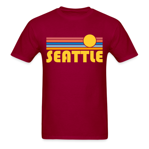 Seattle, Washington Basic T-Shirt - Unisex Seattle T Shirt Retro Sun - dark red
