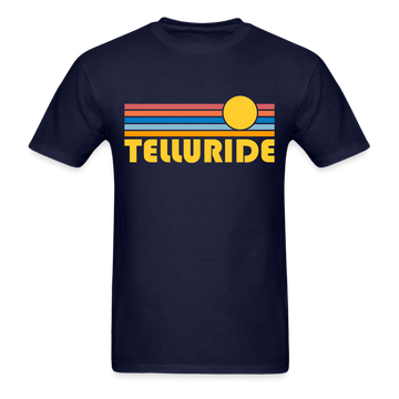Telluride, Colorado Basic T-Shirt - Unisex Telluride T Shirt Retro Sun - navy