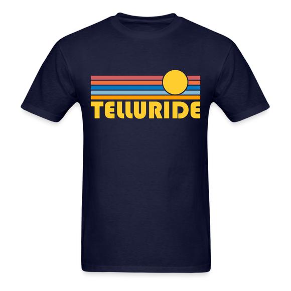 Telluride, Colorado Basic T-Shirt - Unisex Telluride T Shirt Retro Sun - navy