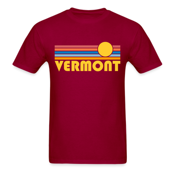 Vermont Basic T-Shirt - Unisex Vermont T Shirt Retro Sun - dark red