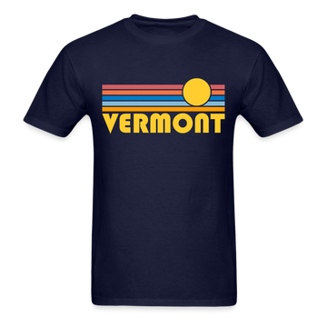 Vermont Basic T-Shirt - Unisex Vermont T Shirt Retro Sun - navy