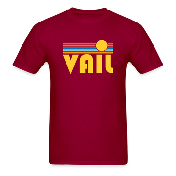Vail, Colorado Basic T-Shirt - Unisex Vail T Shirt Retro Sun - dark red