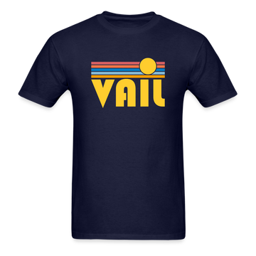 Vail, Colorado Basic T-Shirt - Unisex Vail T Shirt Retro Sun - navy