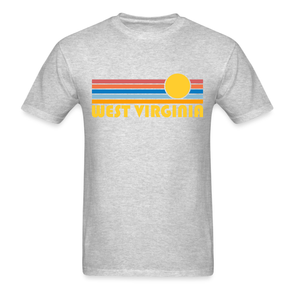 West Virginia Basic T-Shirt - Unisex West Virginia T Shirt Retro Sun - heather gray