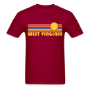 West Virginia Basic T-Shirt - Unisex West Virginia T Shirt Retro Sun - dark red