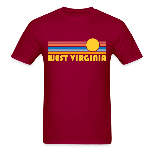 West Virginia Basic T-Shirt - Unisex West Virginia T Shirt Retro Sun - dark red