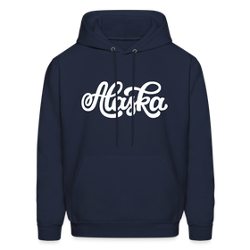 Alaska Hoodie - Hand Lettered Unisex Alaska Hooded Sweatshirt - navy
