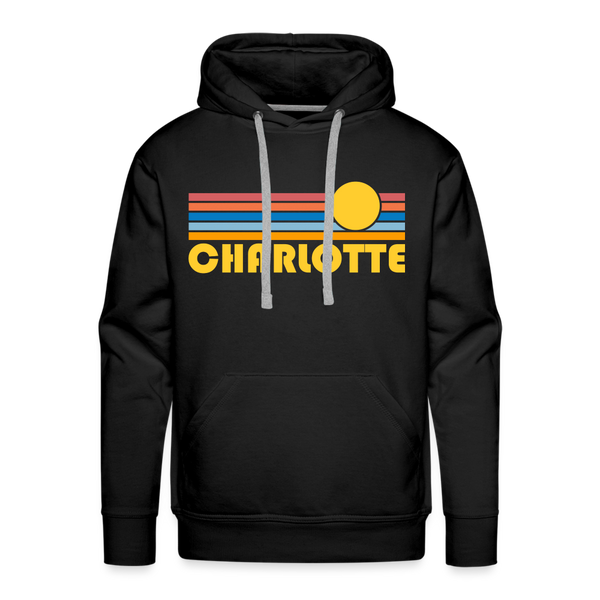 Premium Charlotte, North Carolina Hoodie - Retro Sun Premium Men's Charlotte Sweatshirt / Hoodie - black