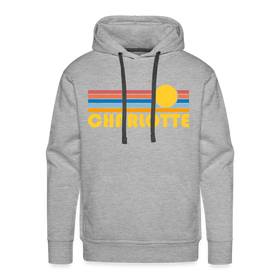 Premium Charlotte, North Carolina Hoodie - Retro Sun Premium Men's Charlotte Sweatshirt / Hoodie - heather grey