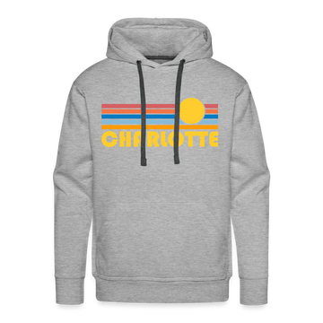 Premium Charlotte, North Carolina Hoodie - Retro Sun Premium Men's Charlotte Sweatshirt / Hoodie - heather grey