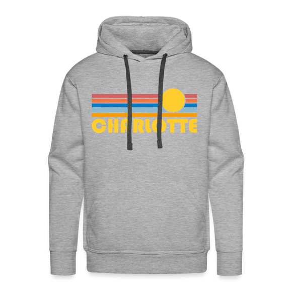 Premium Charlotte, North Carolina Hoodie - Retro Sun Premium Men's Charlotte Sweatshirt / Hoodie - heather grey