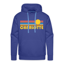 Premium Charlotte, North Carolina Hoodie - Retro Sun Premium Men's Charlotte Sweatshirt / Hoodie - royal blue