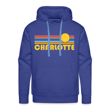 Premium Charlotte, North Carolina Hoodie - Retro Sun Premium Men's Charlotte Sweatshirt / Hoodie - royal blue